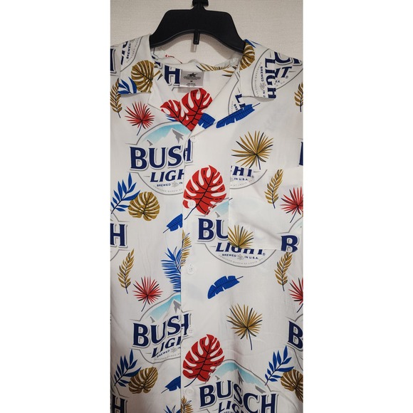 busch light collared button down short sleeve shirt medium - Picture 4 of 7